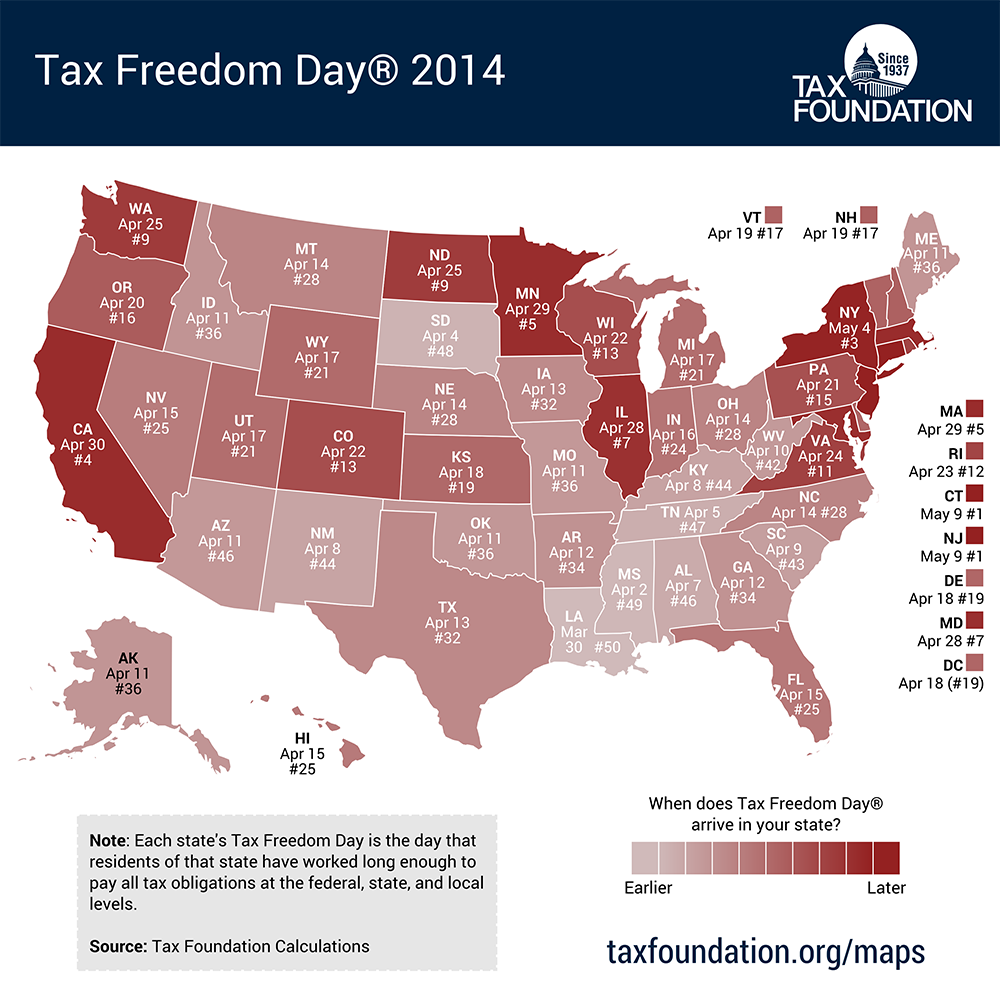 Tax Freedom Day 2014 Map